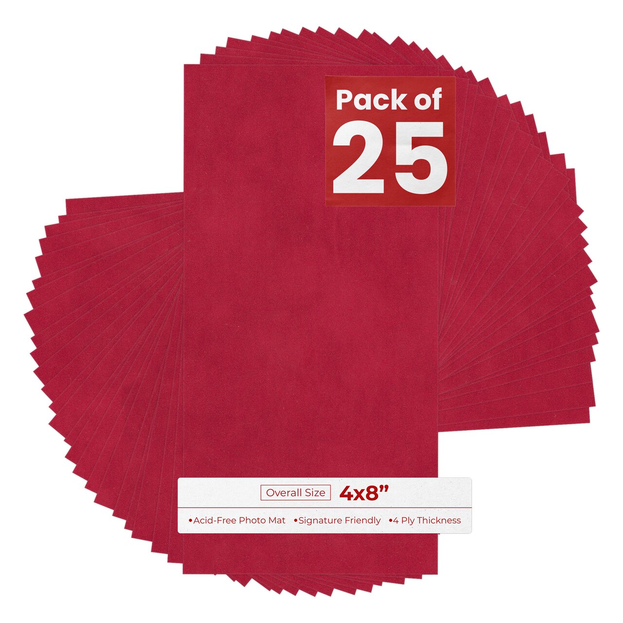 Red Suede 4x8 Inch Uncut Mat Board - Blank Sheets, No Opening